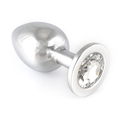 Rimba - Large Butt Plug With Clear Crystal - Stainless Steel - Erotiekvoordeel.nl