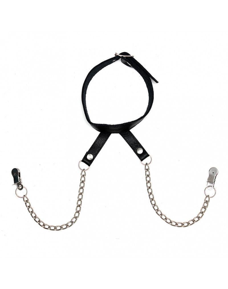 Rimba - Halsband mit Nippelklemmen an Kette - Erotiekvoordeel.nl