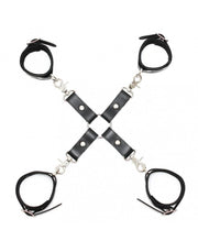 Rimba - Hogtie Restraint Set with Handcuffs, Ankle Cuffs, and Hogtie Connection Set - Black - Erotiekvoordeel.nl