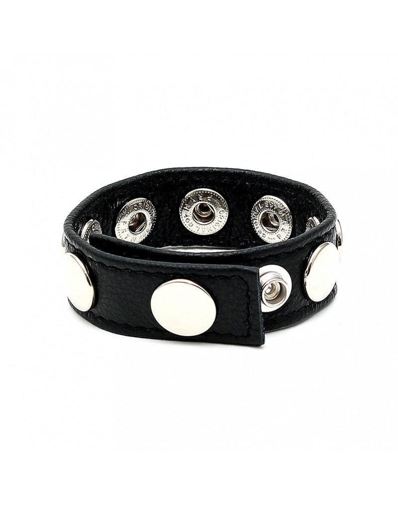 Rimba - Anello fallico in pelle/cinturino per pene decorato con borchie metalliche - Regolabile - Erotiekvoordeel.nl