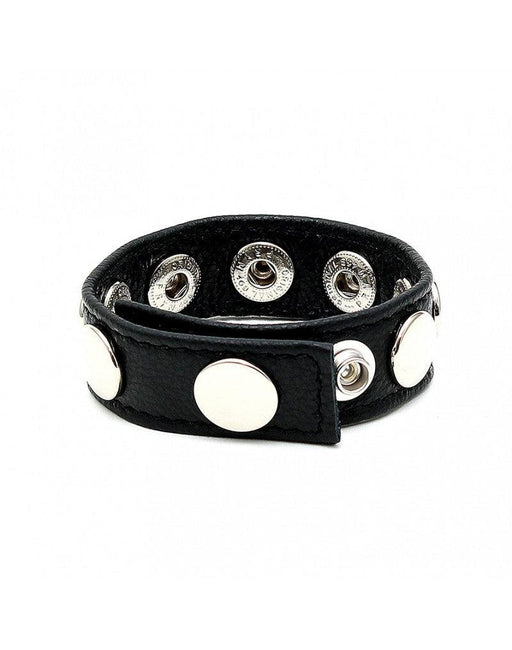 Rimba - Anello fallico in pelle/cinturino per pene decorato con borchie metalliche - Regolabile - Erotiekvoordeel.nl