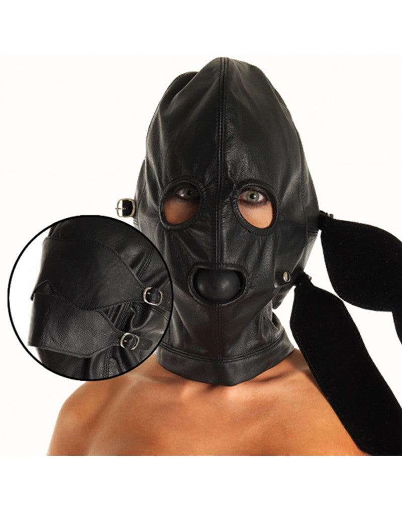 Rimba Bondage Play - Ledermaske mit abnehmbarem Knebel und Augenabdeckungen - Erotiekvoordeel.nl