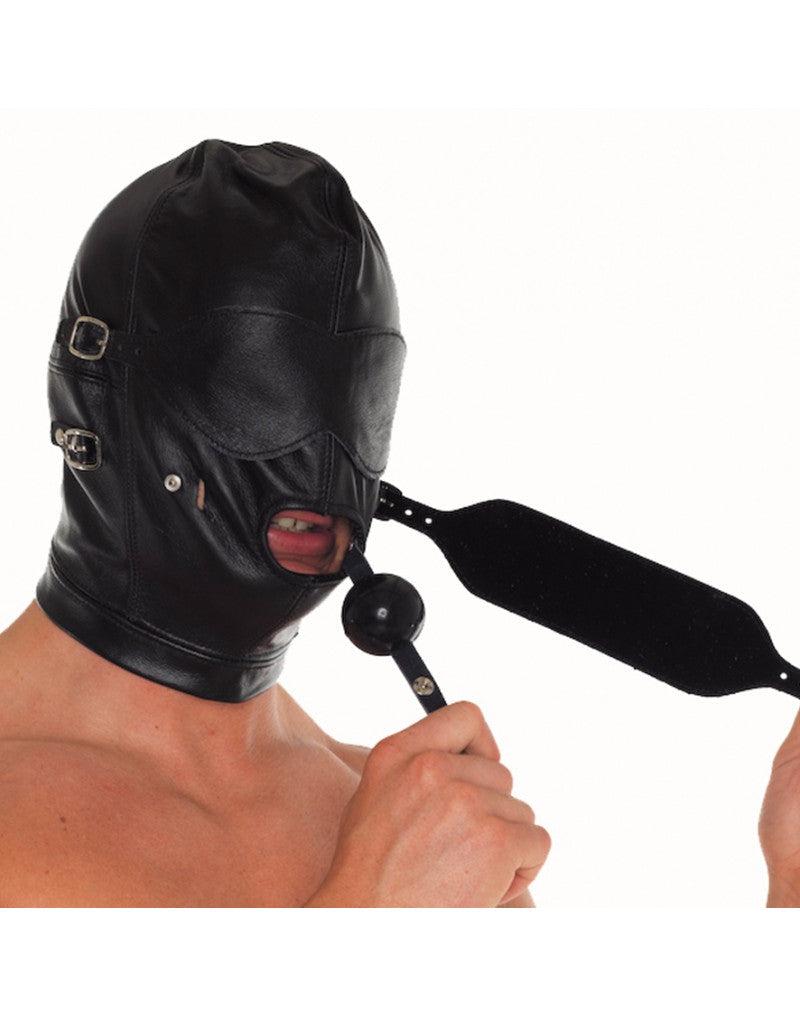Rimba Bondage Play - Ledermaske mit abnehmbarem Knebel und Augenabdeckungen - Erotiekvoordeel.nl