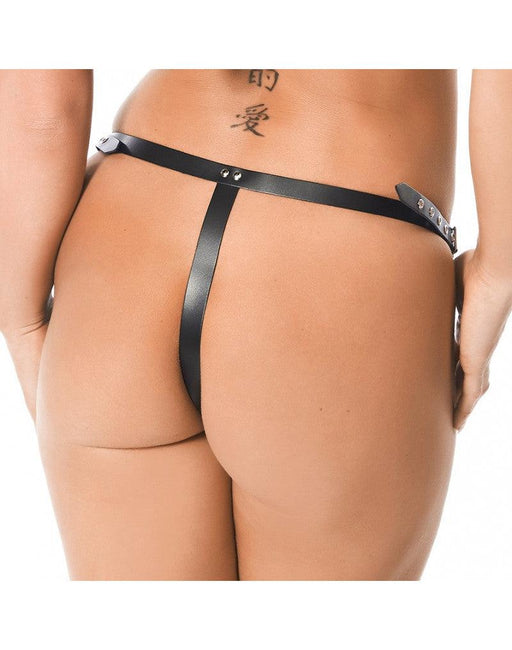 Rimba - Leder-String mit Strapon - Maße Dildo 3,5 x 12 cm - Erotiekvoordeel.nl