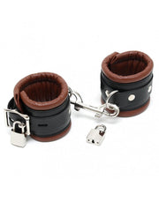 Menottes de luxe en cuir doublées - Noir/Marron-Erotiekvoordeel.nl