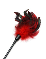 Rimba Bondage Play - Fusta de montar y cosquilleador de plumas - Juguete 2 en 1 - Rojo/Negro-Erotiekvoordeel.nl