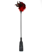 Rimba Bondage Play - Fusta de montar y cosquilleador de plumas - Juguete 2 en 1 - Rojo/Negro-Erotiekvoordeel.nl