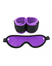 Rimba - Soft Bondage Manette con maschera - Nero/Viola-Erotiekvoordeel.nl