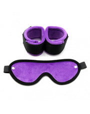 Rimba - Soft Bondage Manette con maschera - Nero/Viola-Erotiekvoordeel.nl