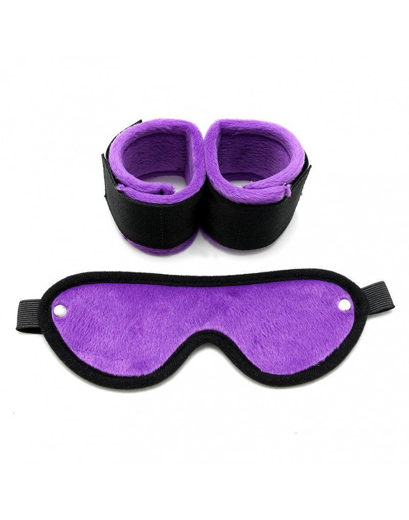 Rimba - Soft Bondage Manette con maschera - Nero/Viola-Erotiekvoordeel.nl