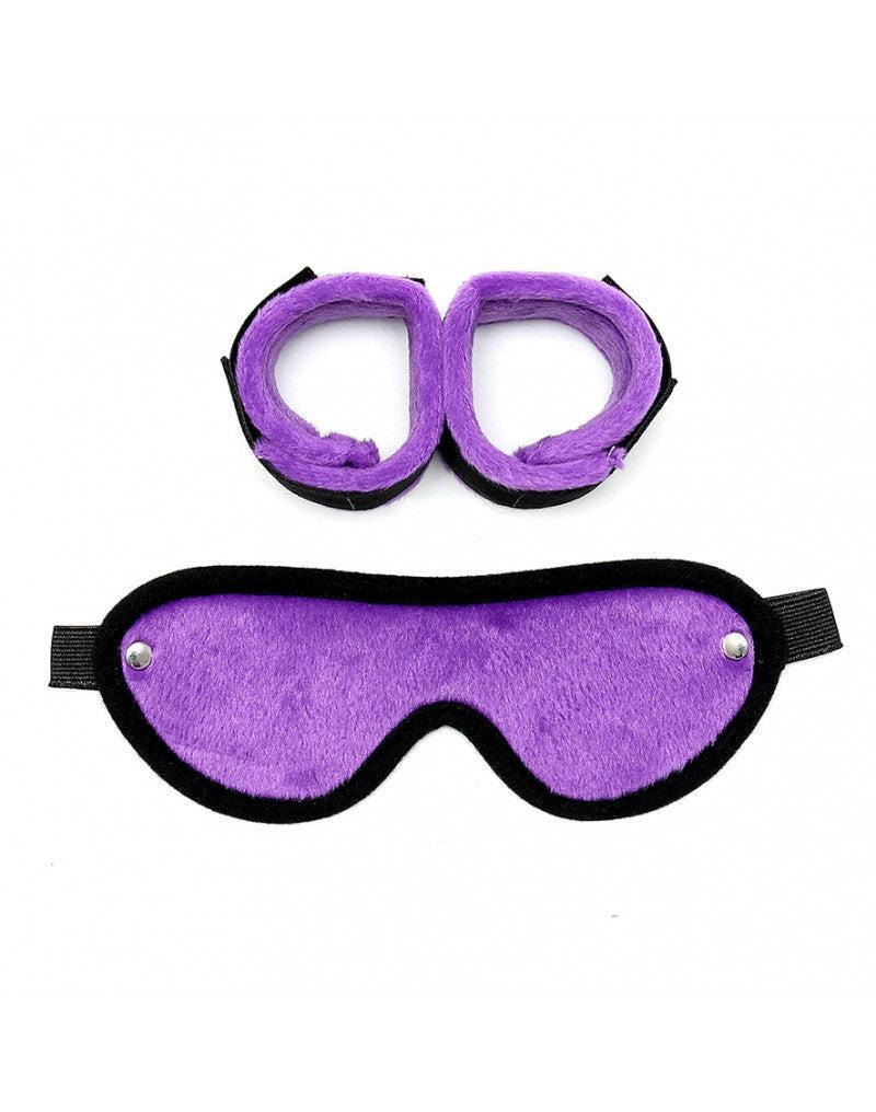 Rimba - Soft Bondage Manette con maschera - Nero/Viola-Erotiekvoordeel. nl