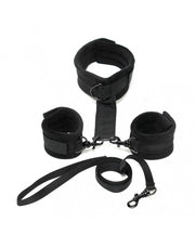 Rimba - Soft Bondage Collar With Handcuffs And Leash - Black-Erotiekvoordeel.nl