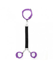 Rimba - Set collare bondage morbido con manette - Nero/Viola-Erotiekvoordeel. nl