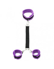 Rimba - Set collare bondage morbido con manette - Nero/Viola-Erotiekvoordeel.nl