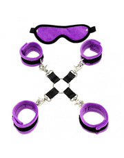 Rimba - Set Soft Bondage con velcro (6 pezzi) - Viola/Nero-Erotiekvoordeel.nl