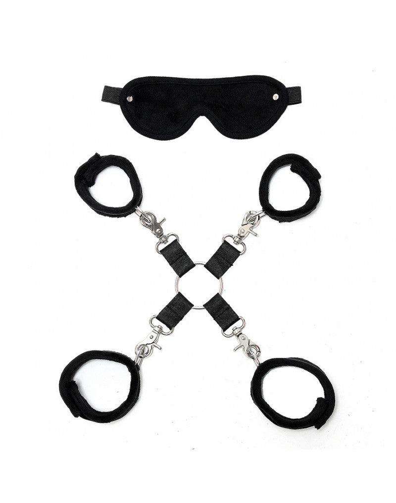 Rimba - Set Soft Bondage con velcro (6 pezzi) - Nero-Erotiekvoordeel.nl