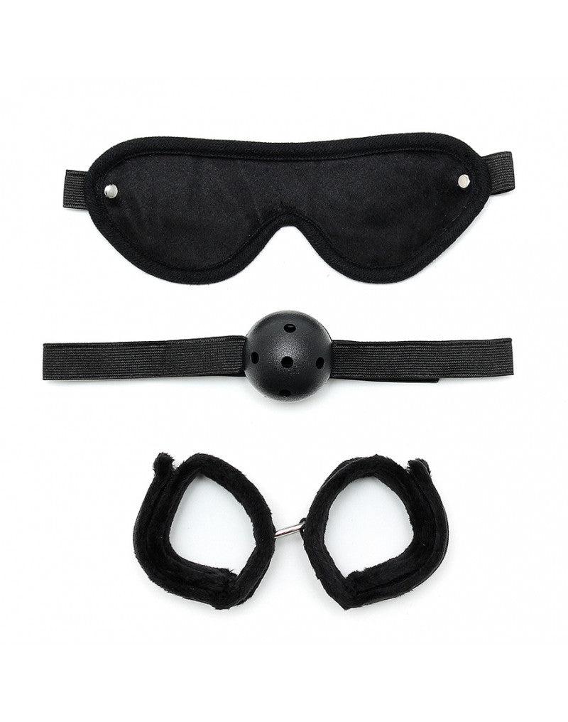Rimba - Set Soft Bondage con velcro e bavaglio (3 pezzi)-Erotiekvoordeel.nl