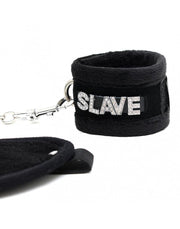 Rimba - Set Soft Bondage con benda e manette SLAVE - Nero-Erotiekvoordeel.nl