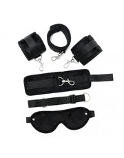 Rimba - Set bondage morbido per mani/caviglie con fascia e benda - Nero -Erotiekvoordeel.nl