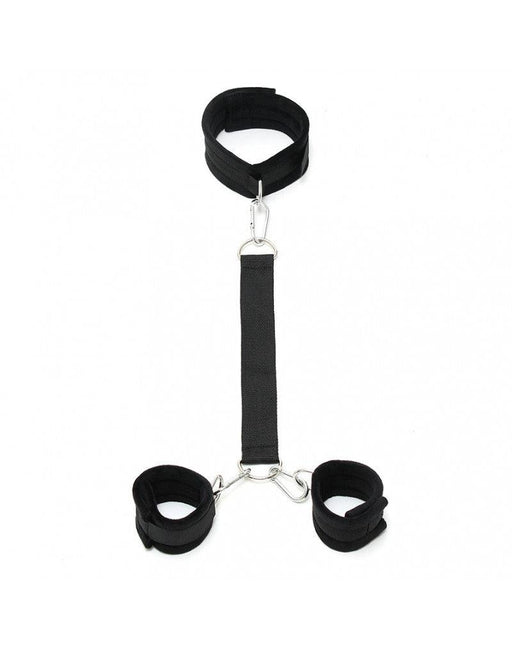 Rimba - Soft Bondage Set - Soft Collar Connected by Strap to Handcuffs - Adjustable-Erotiekvoordeel.nl
