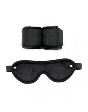 Rimba - Soft bondage set handcuffs and blindfold - Black-Erotiekvoordeel.nl