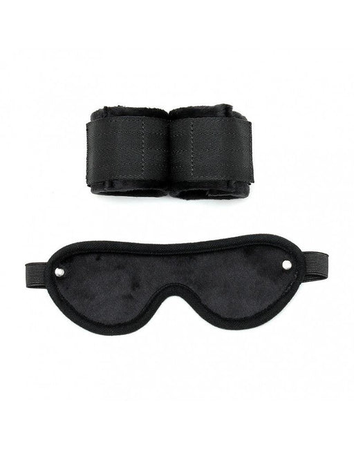 Rimba - Soft bondage set handcuffs and blindfold - Black-Erotiekvoordeel.nl