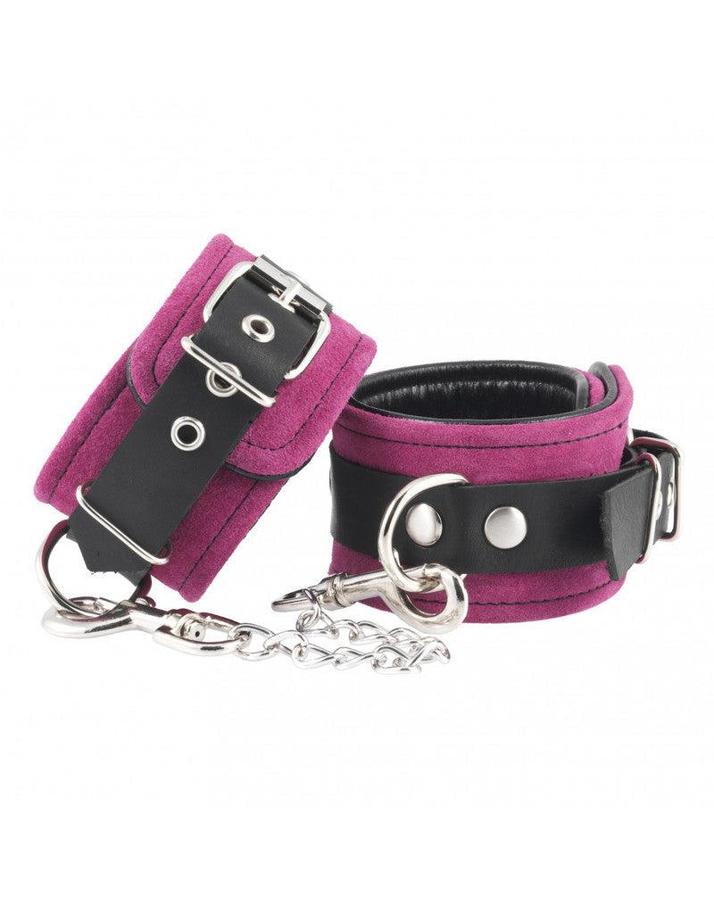 Rimba - Manette in pelle scamosciata con catena - Rosa/Nero-Erotiekvoordeel. nl