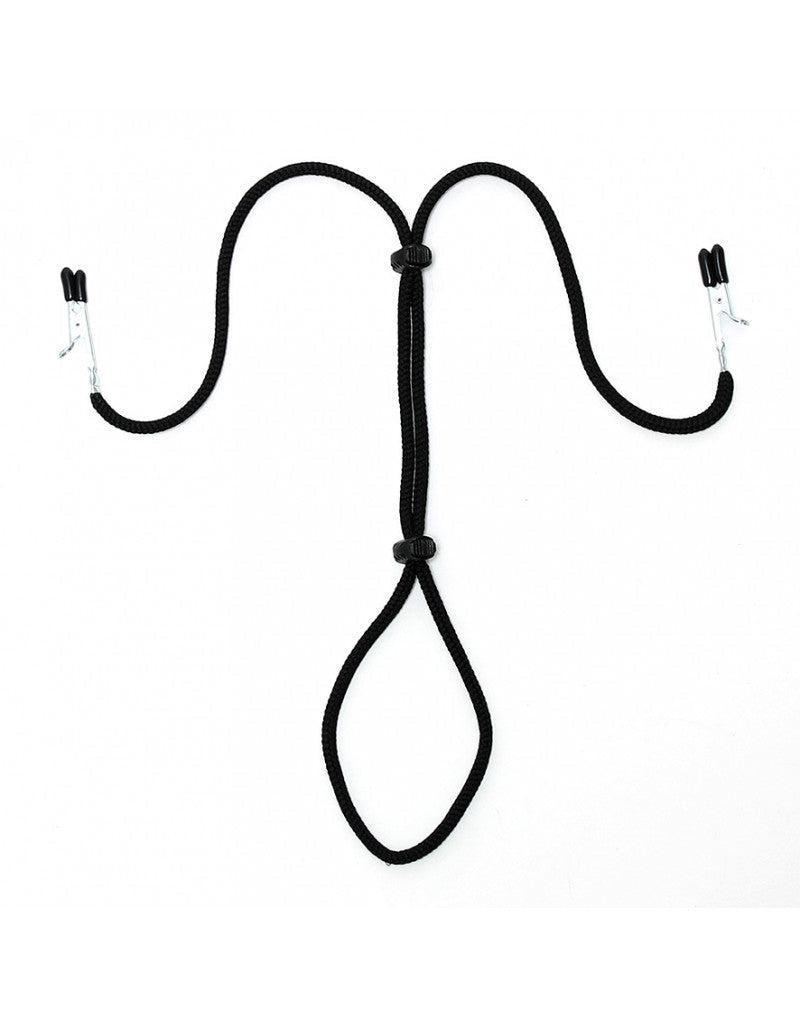 Rimba Bondage Play - Nippelklemmen mit Penis-/Hodenschnur - Erotiekvoordeel.nl