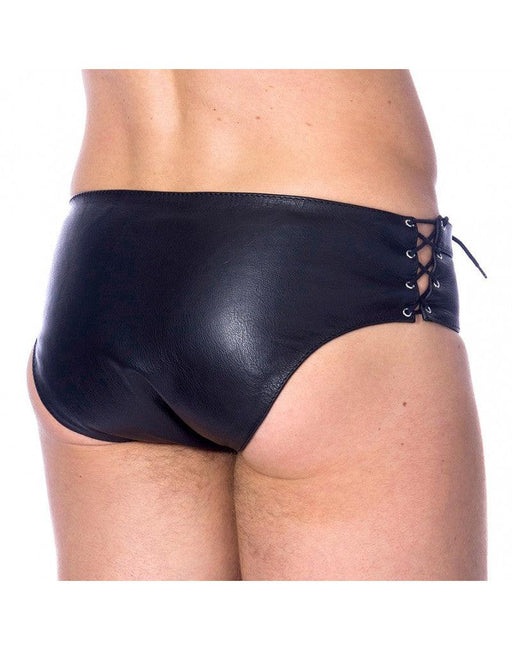 Rimba - Zwarte Lederen Gladiator Slip-Erotiekvoordeel.nl