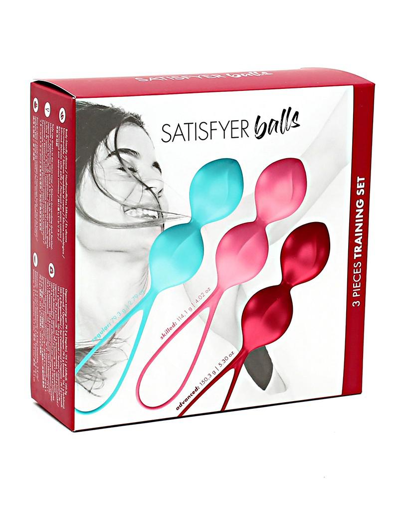 Satisfyer - Bekkenbodem Trainer Kegel Balls Set Van 3 - Rood - Roze - Blauw - gevorderd-Erotiekvoordeel.nl