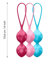 Satisfyer - Bekkenbodem Trainer Kegel Balls Set Van 3 - Rood - Roze - Blauw - gevorderd-Erotiekvoordeel.nl