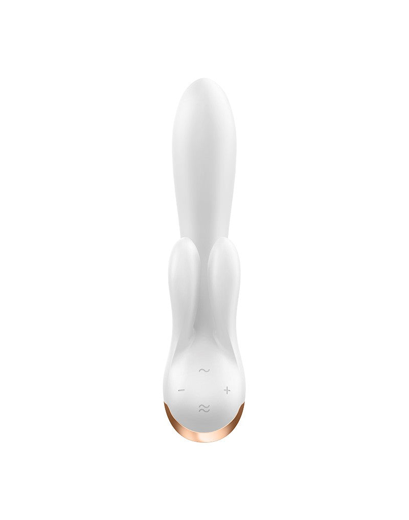 Satisfyer - Double Flex - Wibrator Typu Rabbit - Z Kontrolą Przez Aplikację - Biały-Erotiekvoordeel.nl
