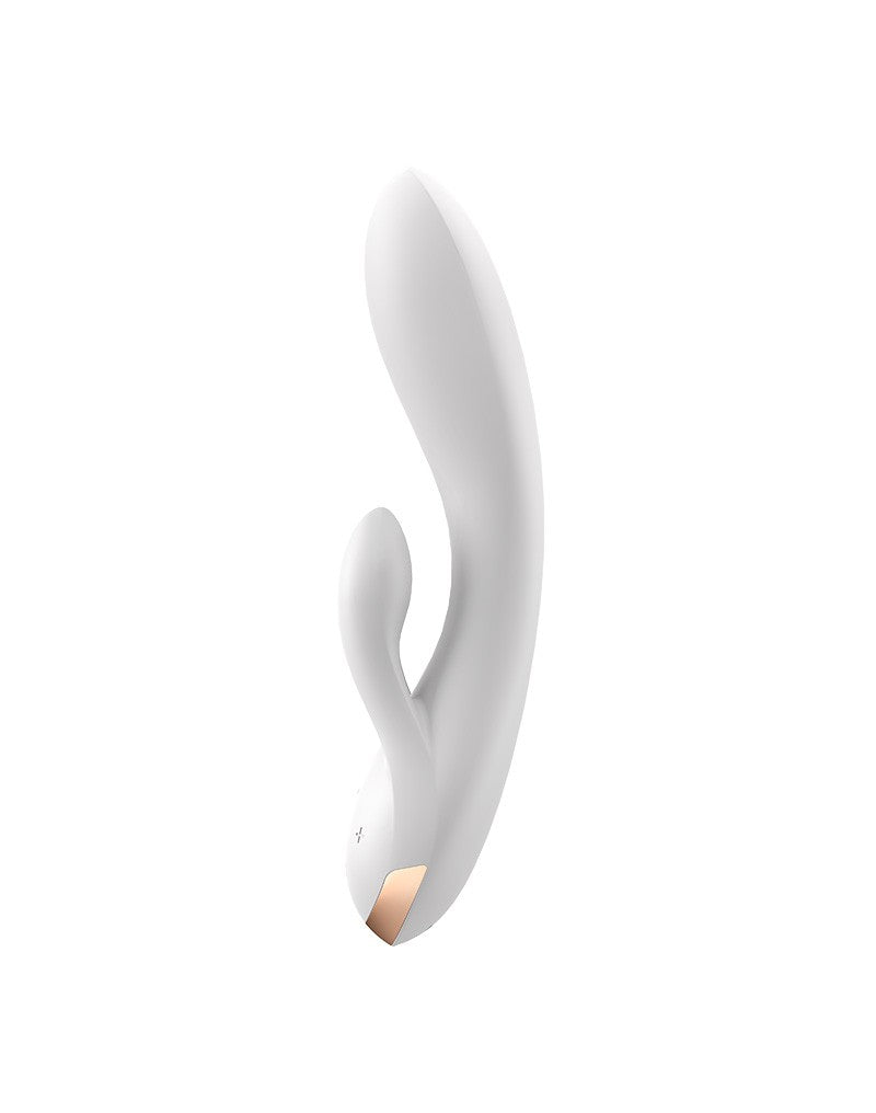 Satisfyer - Double Flex - Wibrator Typu Rabbit - Sterowany Przez Aplikację - Biały-Erotiekvoordeel.nl