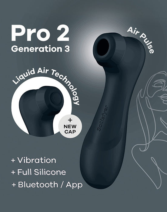 Satisfyer - Pro 2 Generation 3 Luchtdruk Vibrator met App Control - Zwart-Erotiekvoordeel.nl