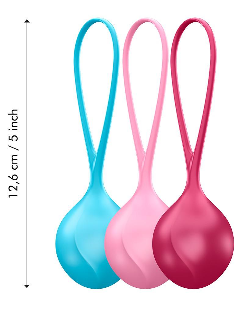 Satisfyer - Palline vaginali - Allenatore per il pavimento pelvico - Set da 3 - Rosso/Rosa/Blu - Principiante-Erotiekvoordeel.nl