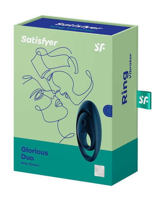 Satisfyer - Vibrerende Cockring Met Partner Stimulator - Koppel Vibrator Glorious Duo - Blauw-Erotiekvoordeel.nl