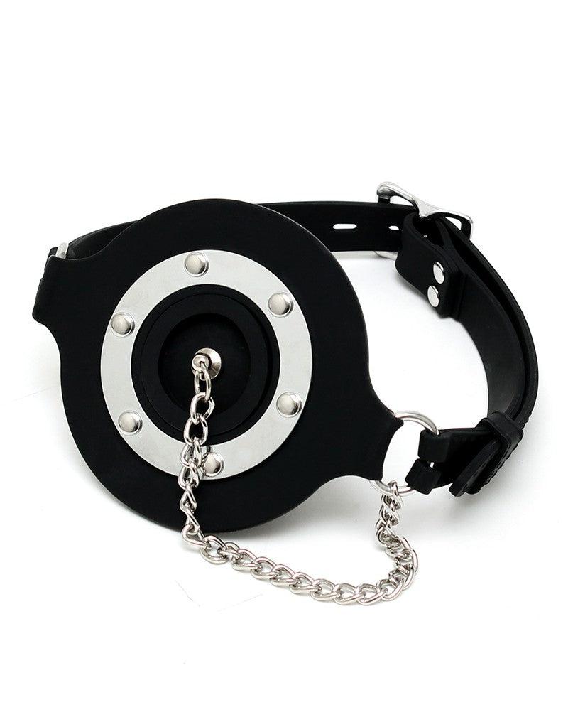 Rimba - Siliconen Mondknevel - Gag Met gootsteen stop - Zwart-Erotiekvoordeel.nl