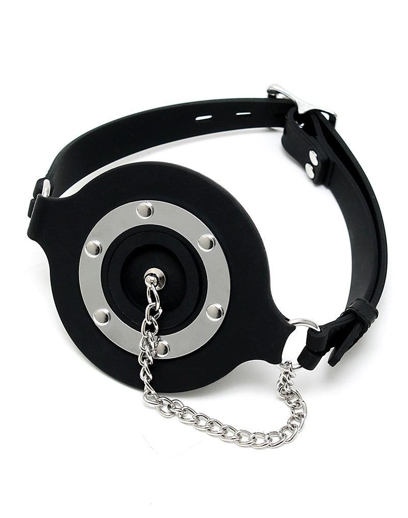 Rimba - Siliconen Mondknevel - Gag Met gootsteen stop - Zwart-Erotiekvoordeel.nl