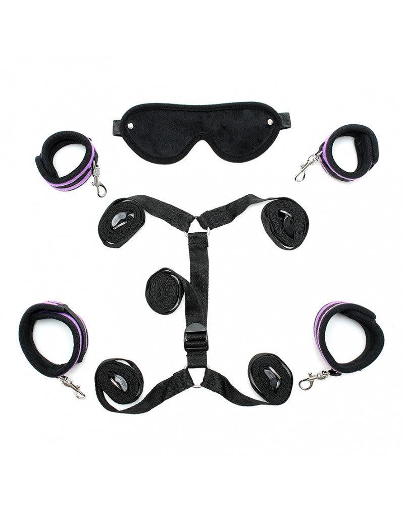 Rimba - Soft Bondage - Bed Bondage Boeienset - Zwart/Paars-Erotiekvoordeel.nl