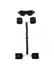 Rimba - Soft Bondageset Hand/Enkels Met band En blinddoek - Zwart-Erotiekvoordeel.nl