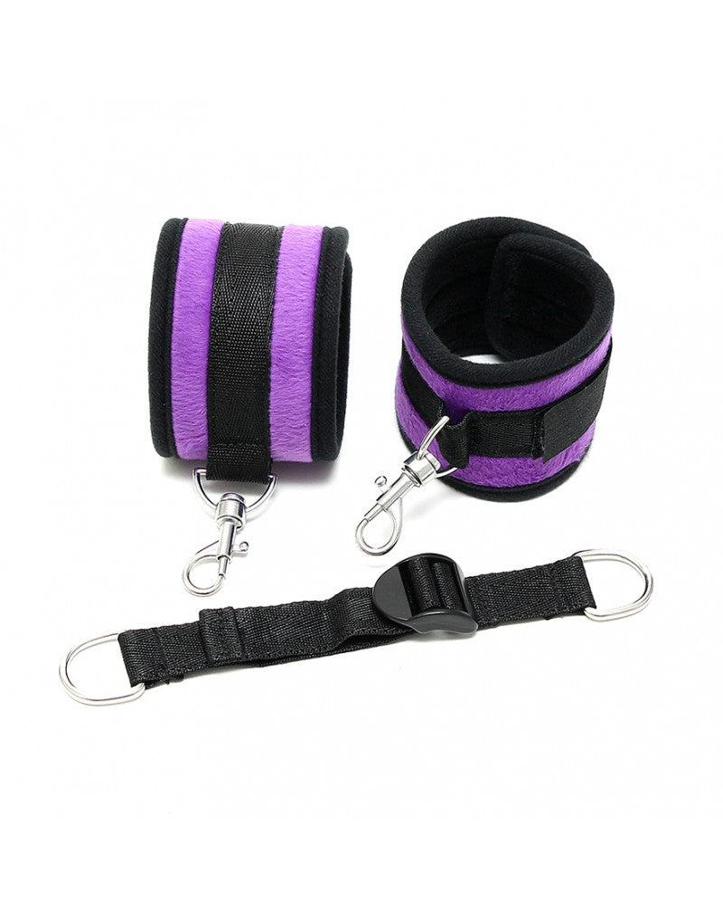 Rimba - Soft bondage voetboeien Met spreidband - Zwart/Paars-Erotiekvoordeel.nl