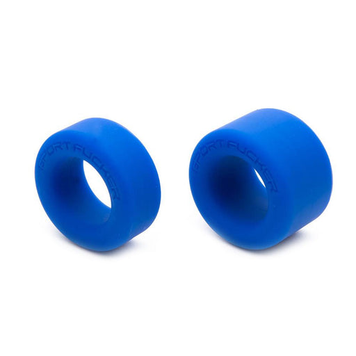 Sport Fucker - Nutt Job - Set de 2 anillos elásticos para el pene o estiradores de testículos - Azul-Erotiekvoordeel.nl