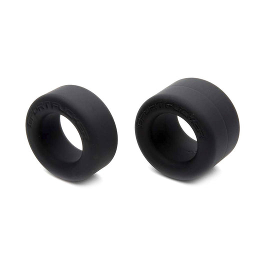 Sport Fucker - Nutt Job - Set de 2 anillos elásticos para el pene o estiradores de testículos - Negro-Erotiekvoordeel.nl