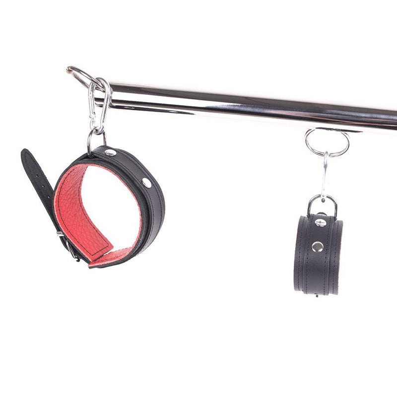 Kiotos - Spreidstang - Spreader Bar - Met Lederen Hand- En Enkelboeien - Rood/Zwart-Erotiekvoordeel.nl
