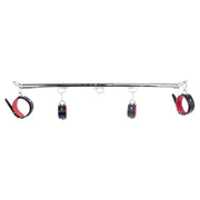 Kiotos - Spreidstang - Spreader Bar - Met Lederen Hand- En Enkelboeien - Rood/Zwart-Erotiekvoordeel.nl