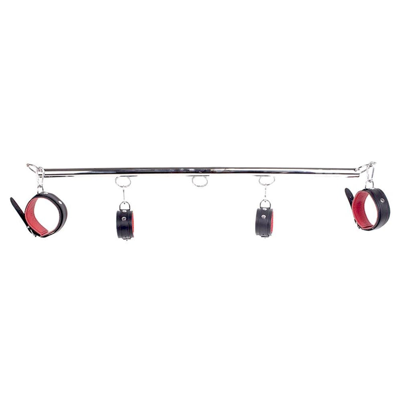 Kiotos - Spreidstang - Spreader Bar - Met Lederen Hand- En Enkelboeien - Rood/Zwart-Erotiekvoordeel.nl