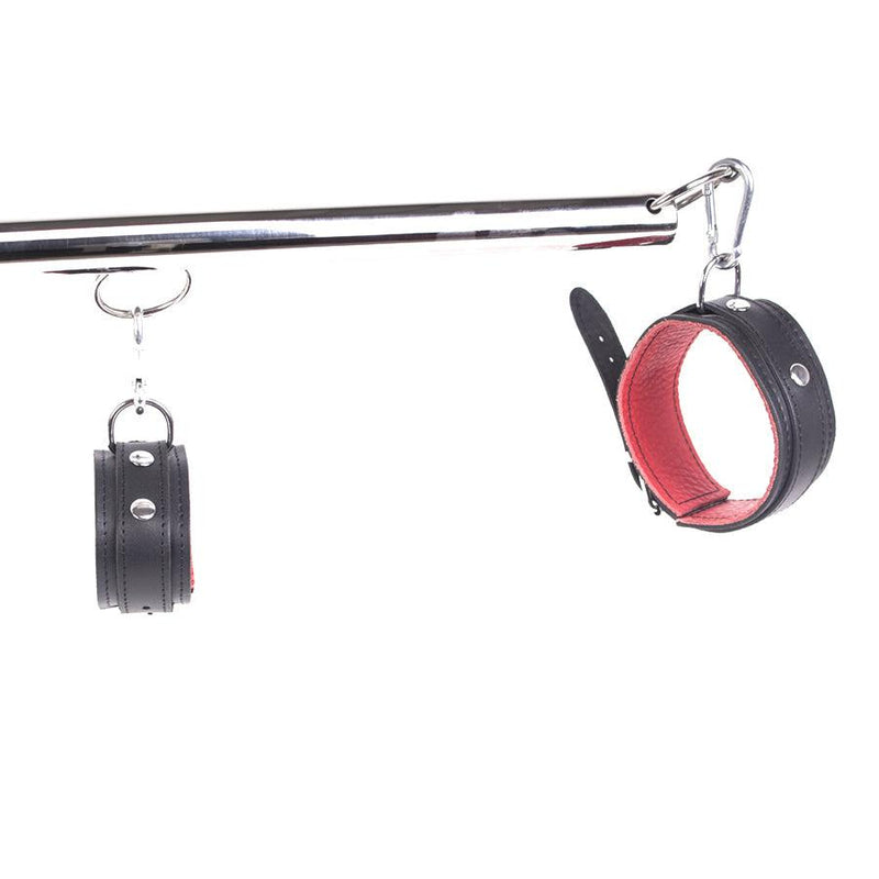 Kiotos - Spreidstang - Spreader Bar - Met Lederen Hand- En Enkelboeien - Rood/Zwart-Erotiekvoordeel.nl