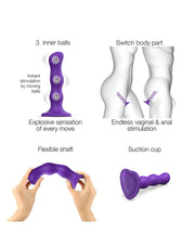 Strap-On-Me - Anal Dildo - Butt Plug Geisha Balls - Detachable Rotating Beads - Purple-Erotiekvoordeel.nl
