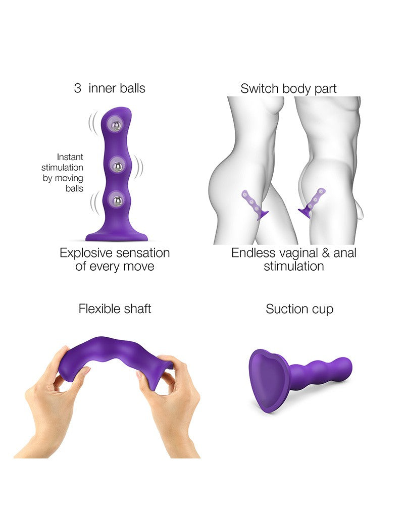 Strap-On-Me - Anal Dildo - Butt Plug Geisha Balls - Detachable Rotating Beads - Purple-Erotiekvoordeel.nl