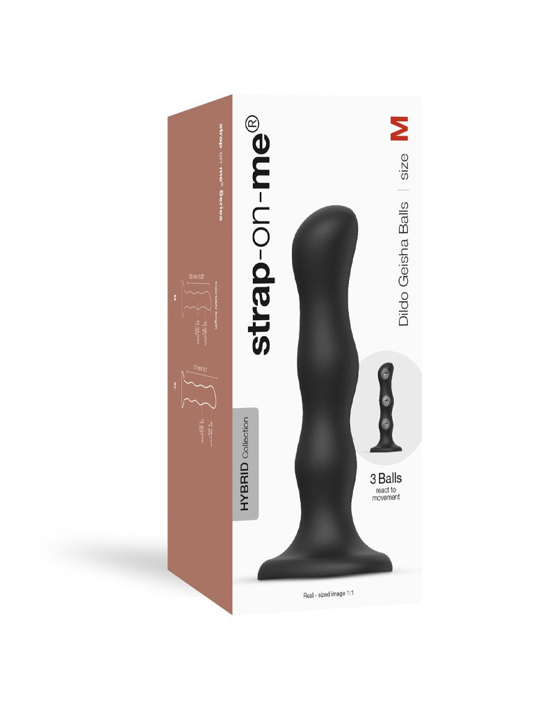 Strap-On-Me - Anal Dildo - Butt Plug Geisha Balls - Detachable Rotating Beads - Black-Erotiekvoordeel.nl